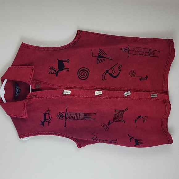 Vintage 90's Garnet Bartlett BFOFO Designs Tribal Art Vest Size Large - Picture 1 of 10